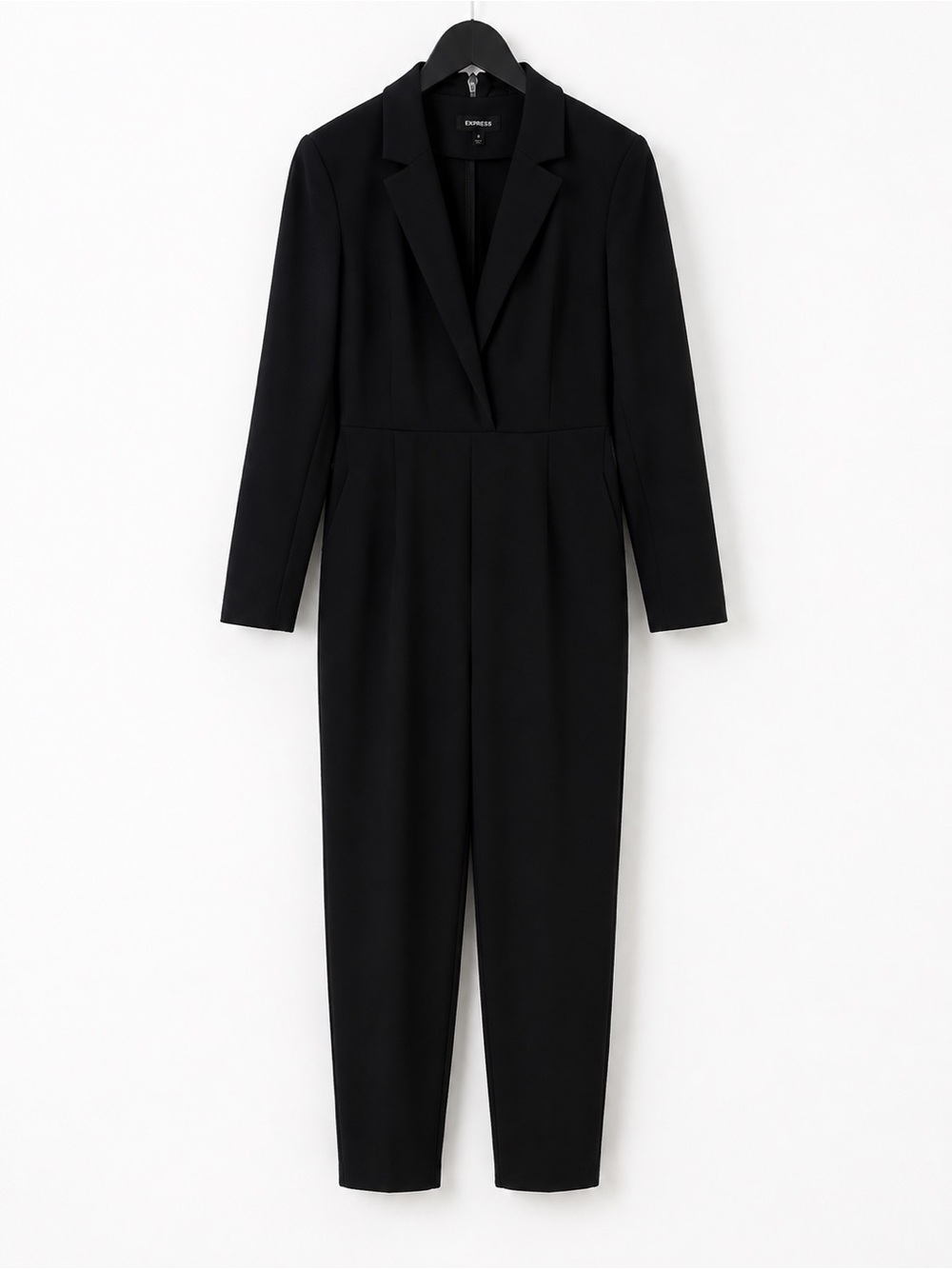 Express Black Blazer Jumpsuit Size 12 Tailored Long Sleeve Workwear
